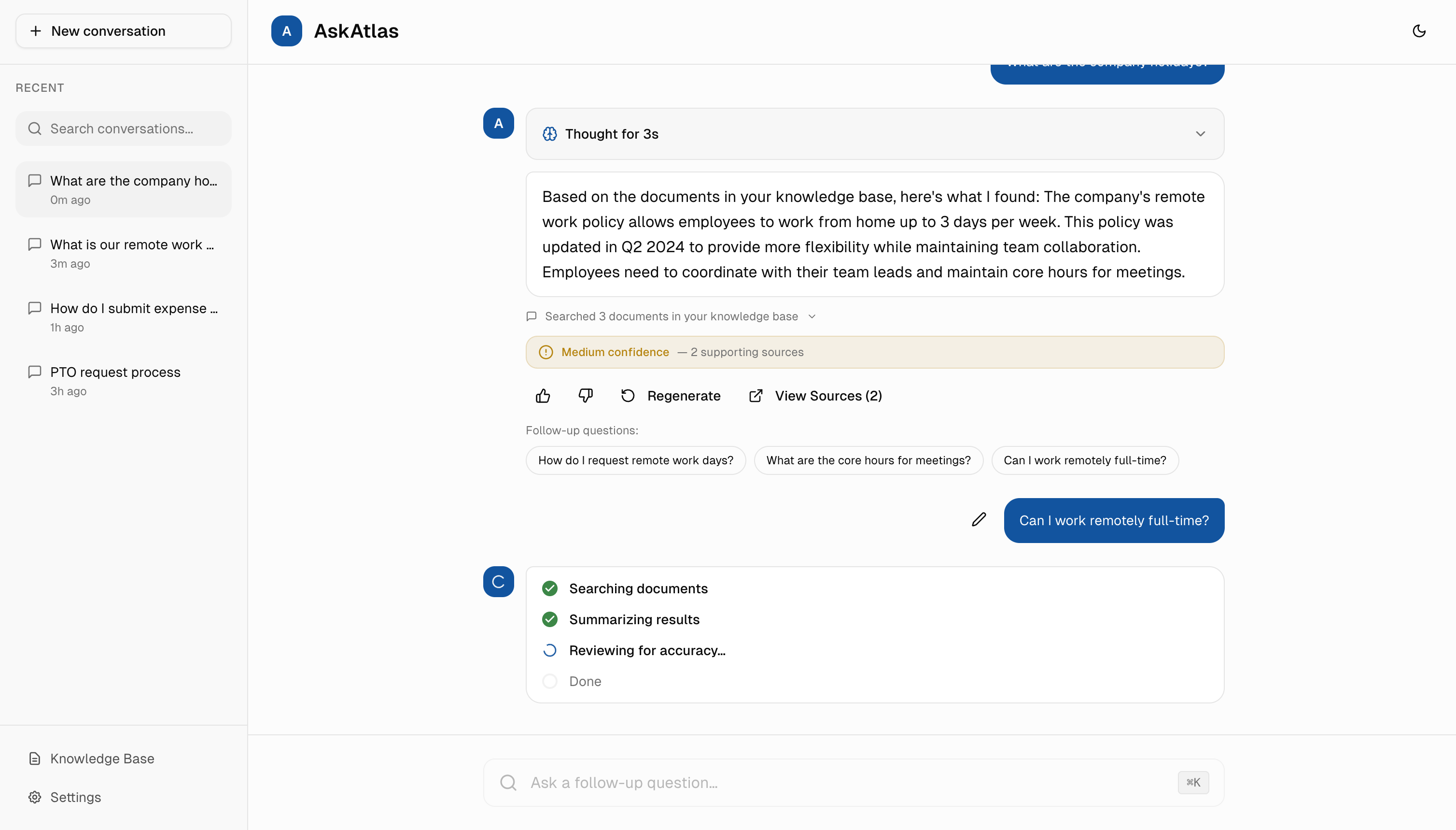 Progressive loading states showing search progress